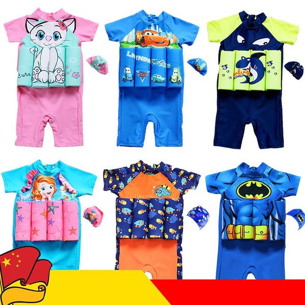 Child Printing Swimsuit Buoyancy Male Girl Swim Wear Conjoined Floating Clothes Zipper Sunscreen Multiple Styles Pink 38 6ks C1