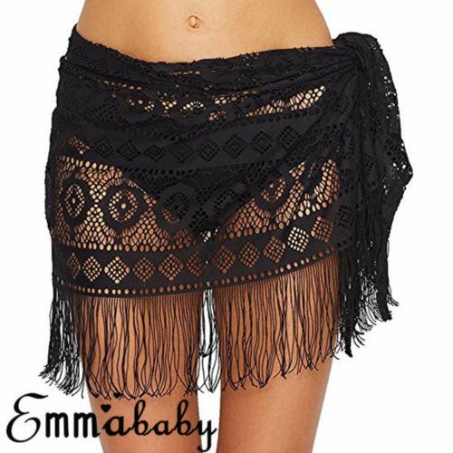 2018 New Women Swimming Dress Free Style Tassels Cover Ups Women Beach Bikini Cover up Swim Skirt Short Wrap Sarong