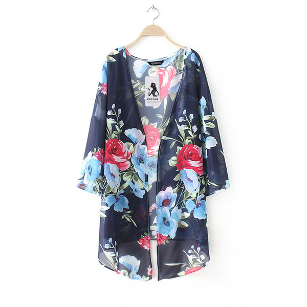 Feitong Fashion Women Chiffon Shawl Print Kimono Cardigan Top Bikini Cover Up Blouse beach pareo Towel Scarf Custom clothing