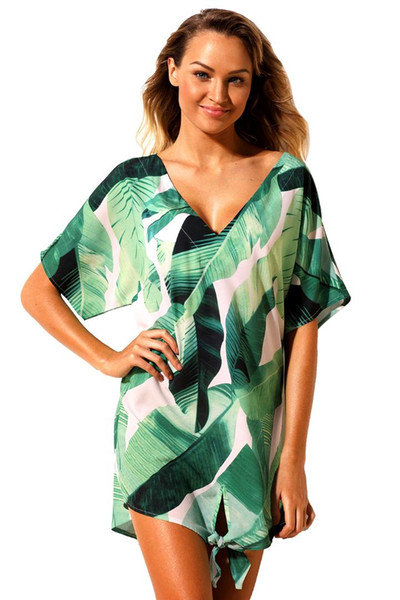 Summer Beach Dress 2018 Print Swimwear Cover Up Kaftan Women Beachwear Swim Wear Cover-Ups LC42259 Saidas De
