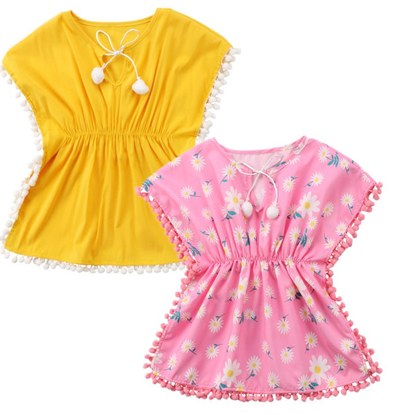 Summer Kids Baby Girl Toddler Swimming Sundress Bikini Beach Cover Up Tassels Flower Bikini Bathing Suit Beachwear