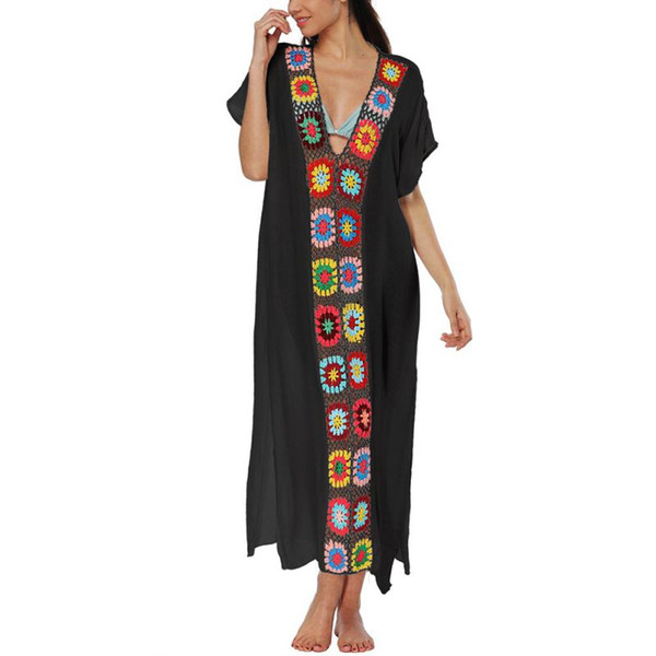 Summer Bikini Blouse beach cover up White Sling V-Neck Backless Sexy Dress Sleeveless Hollow Out Summer Women Beach