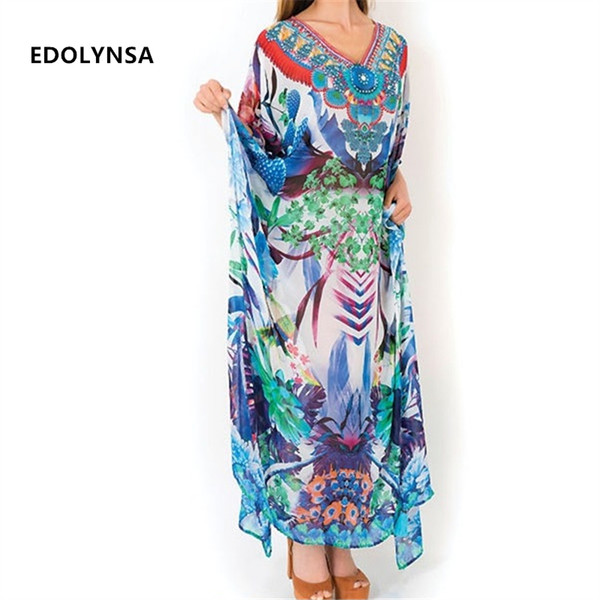 2019 Chiffon Beach Cover up Bathing suit for Women Pareo Beach Swim Cover up Saida De Praia Robe Plage Kaftan Beach Dress