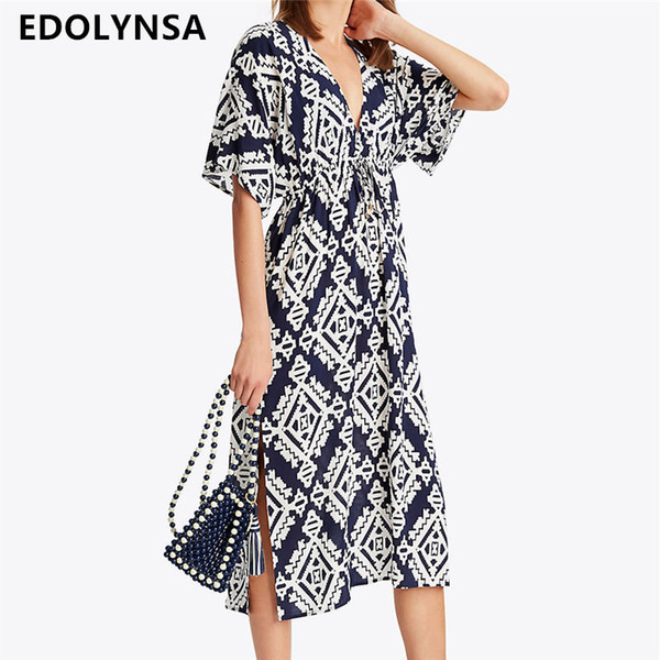 Beach Cover up Tunics for Beach Print Long Kaftan Bikini Cover up Robe de Plage Sarong Beach Wrap Swimsuit coverup