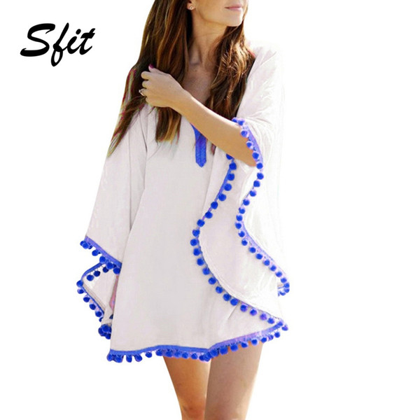 wholesale Bikini Cover Up Women Chiffon Blouse Swimsuit Beachwear Vocation Swimming Shawl Laides Summer Beach Tops
