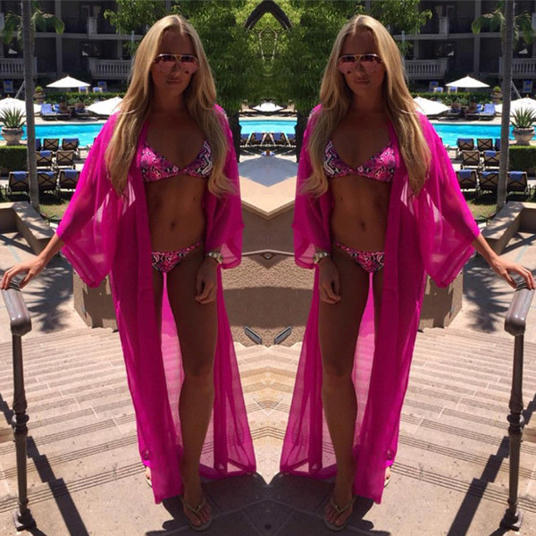 New Hot Sale Women Sexy Chiffon Long Dress Sarong Pareo Beach Bikini Swimwear Beach Cover Up