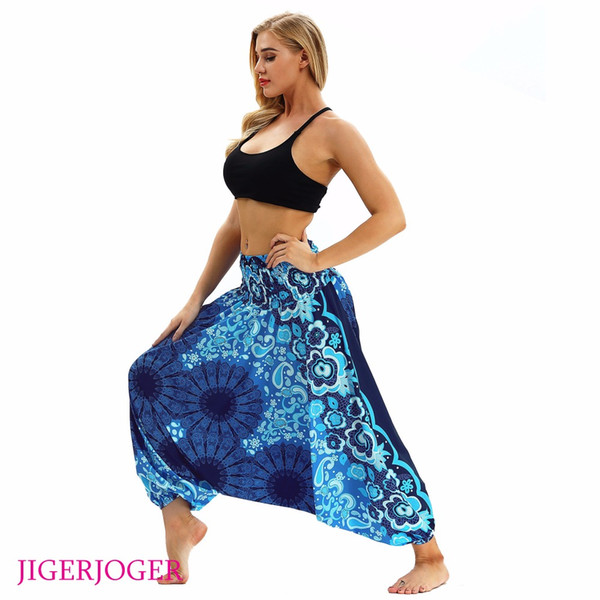 wholesale Summer Beach Yoga Swim Covers 3D printed high waist yoga pants loose Lantern pant harem belly dance bloomers