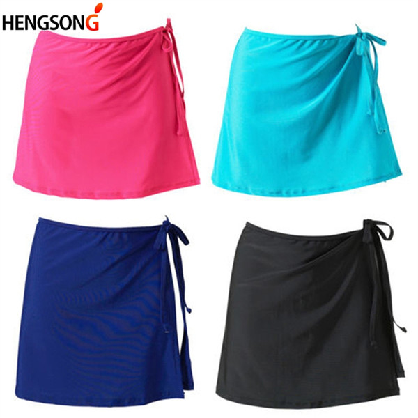 Hengsong 2018 Red Summer Women Fashion Beach Vacation Bikini Skirt Solid Color Lace-Up Mini Skirt Hot Sale