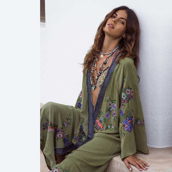 Saida De Praia Beach Cape Cover Up Dress For Pareo Woman Swim Women New Wear Euramerican Embroidered Top Skirt Children