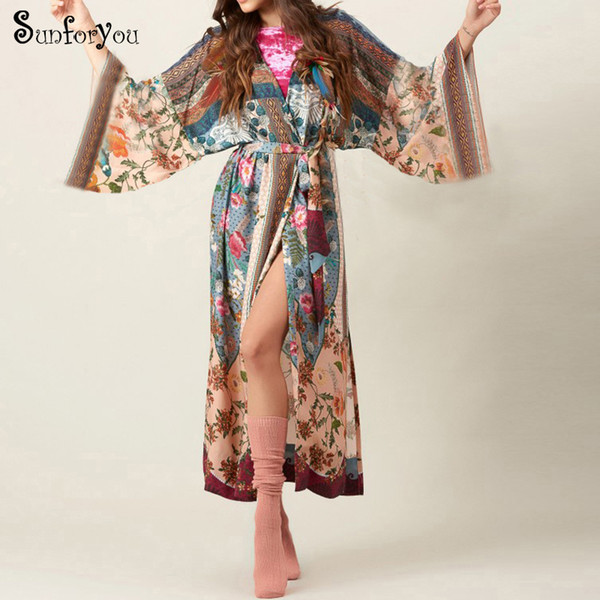 New Print Cotton Plus size Cover up Kaftan Beach Cover up Women Tunic Pareos de Playa Mujer Bathing suit Cover ups