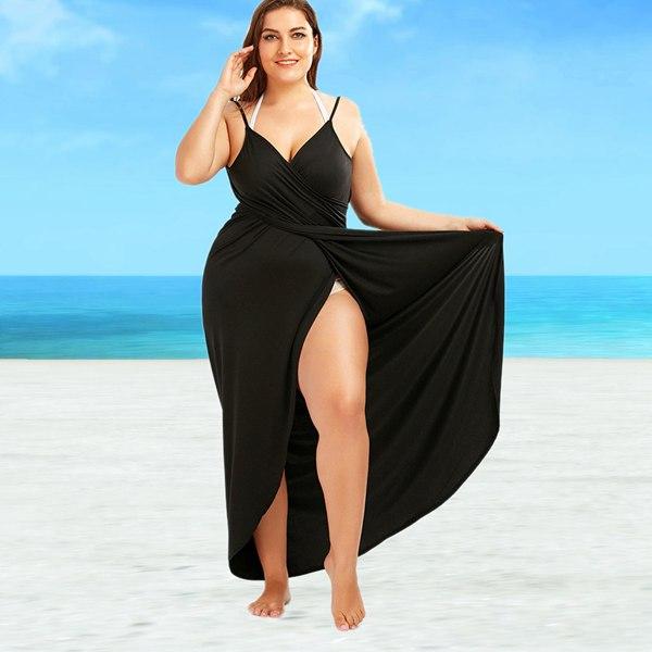 2018 New Plus Size Beach Cover Up Wrap Dress Bikini Swimsuit Bathing Suit Cover Ups Robe De Plage Beach Wear Large Size
