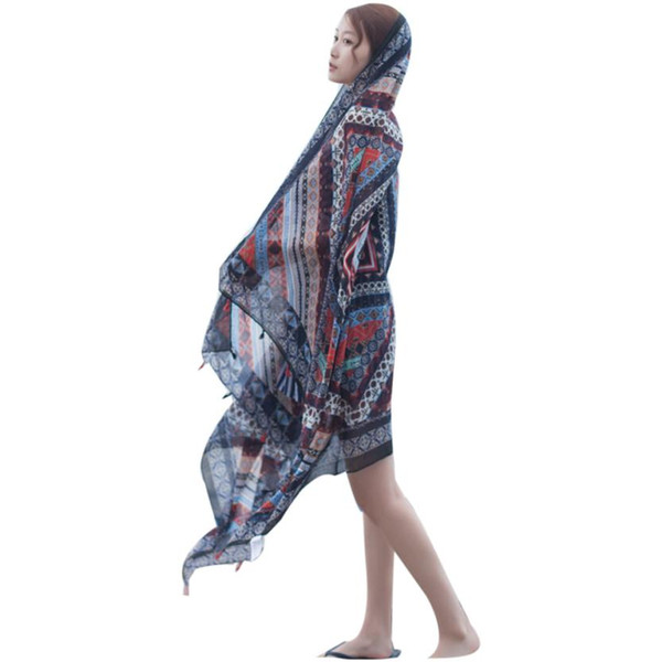 Hot Spring Summer Ladies Ethnic Style Scarf Beach Head Sarong Wrap Tassel Shawl saida de