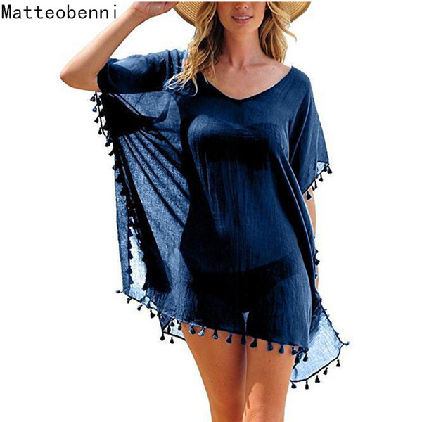 Chiffon tassel Tunics Beach Wear Women Swimsuit Cover up Lady Swimwear Beach Cover up Beachwear Pareo Beach Dress Saida de