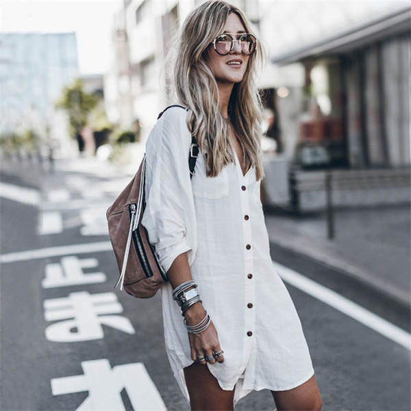 Beach Cover ups With Button Camisa de playa Beachwear cover up Cardigan One Size Beach Woman Pocket Bikini Cover up