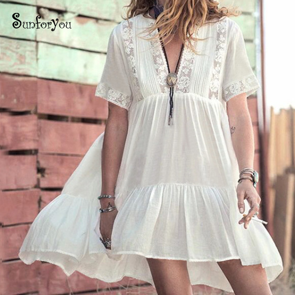 White Beach Dress Tunic for Beach Saida de Praia Bikini cover up Vestido Playa 2019 Bathing suit Cover ups Kaftan Beach