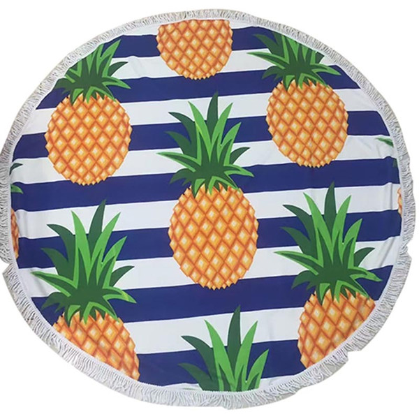 Polyester Lotus Printed Round Beach Towel Dream Catcher Pattern Seaside Vacation Camping Mat Mandala Tassel Large Beach
