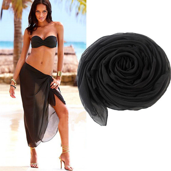 Sexy Solid beach cover up sarong summer bikini cover-ups wrap pareo beach dress Mesh skirts