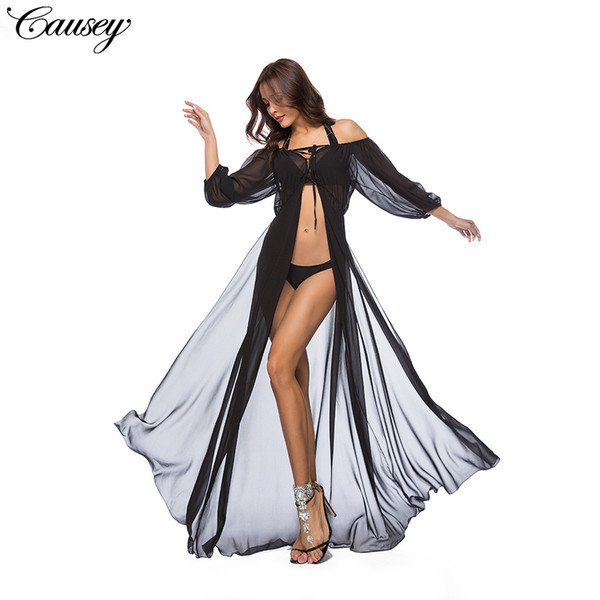 Robe De Plage Women Beach Sarong Summer Dress Bath Mat Sundress Long Tunic 2018 New Bohemia Word Chiffon Solid Acetate