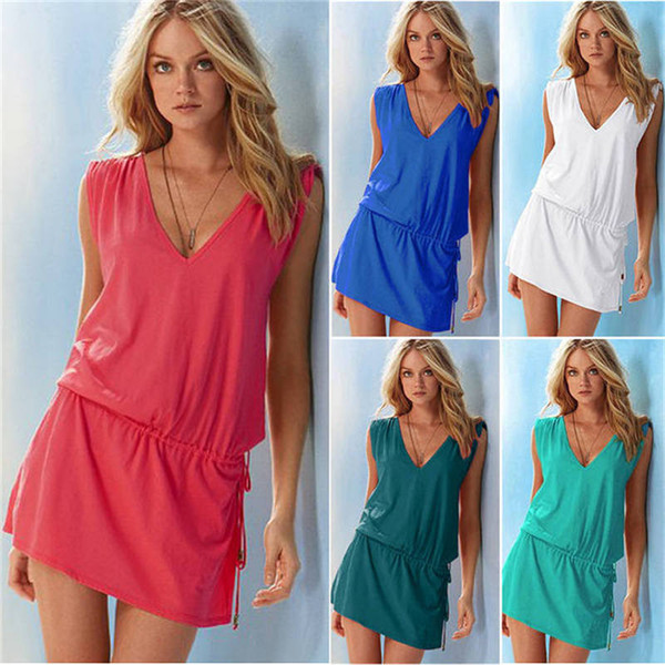 women overskirt Beach Cover Up Sexy Robe Plage Beach Long Dress Pareos Solid color Women Beach Tunic Sarong Bathing