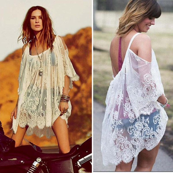 Swimwear Women Cover Up Lace Dress Beach Tunic Women Beachwear Dress Bikini Cover-up Top Lace Swim Suit Cover ups Bathing