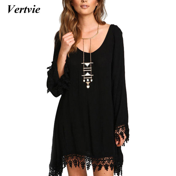 2019 Black Beach Dress Women Party Tassel Vestidos Long Sleeve Skirt Sundress Plus Size 4XL 5XL Pareos For Women Beach