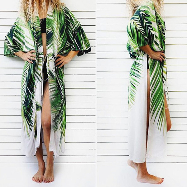 Women Cover Up Beach Cardigan 2019 Cotton Beach Dress Tunic Long Kaftan Beachwear Pareo Bikini Cover-Ups Swimsuit Robe de