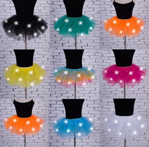2018 New Style Women Girls LED Light Up Tulle Tutu Dancing Skirt Fancy Dress Hip Hop Hen Party Halloween Costume 8