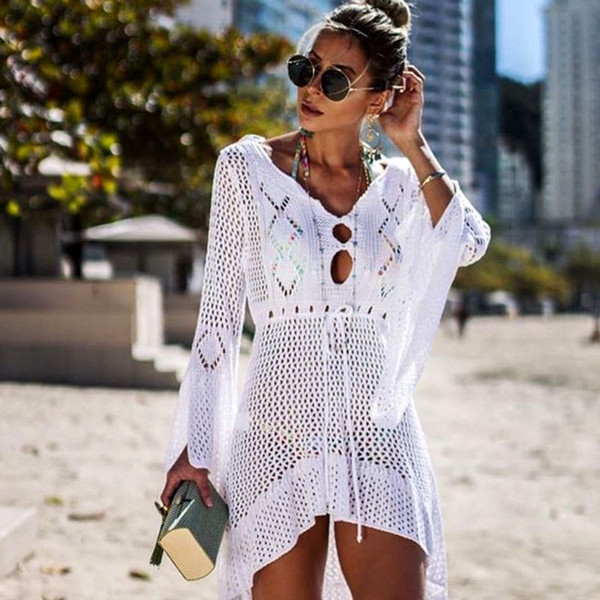 2019 New Bikini Beach Cover Up Women Swimsuit Crochet Cover-up Bathing Suit Beach Wear Swimwear Sexy Beach Dress