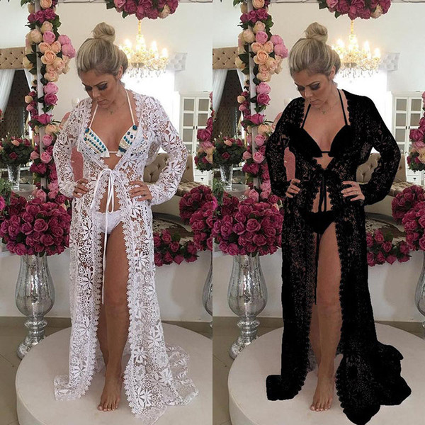 2019 New Straps European And American Fashion Swimwear Blouse Beach Sunscreen Clothing Embroidered Lace Bikini Swimsuit Shawl