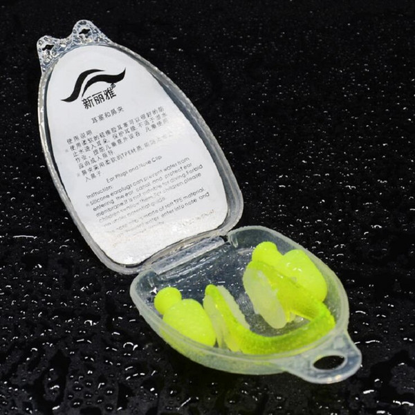 Soft Silicone Swimming Nose Clips + 2 Ear Plugs Earplugs Gear With A Case Box Pool Accessories Water Sports Free Shipping