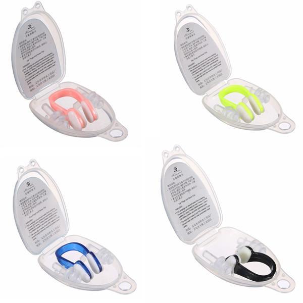 Soft Silicone Swimming Nose Clips + 2 Ear Plugs Earplugs Gear with a case box Pool Accessories Water Sports
