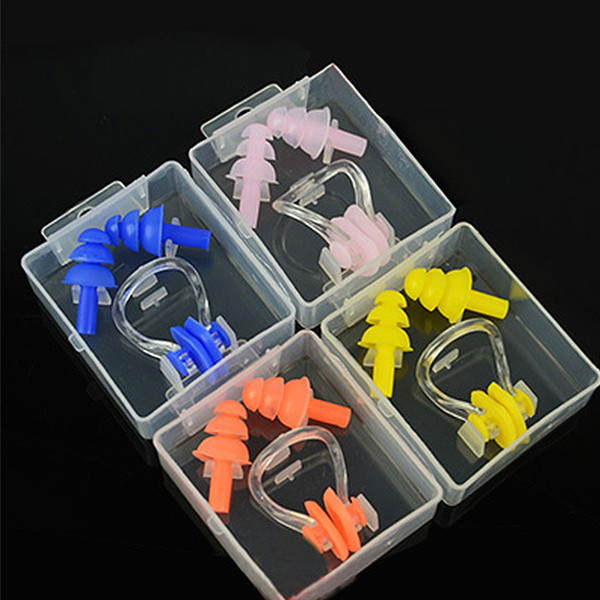Summer swimming hot spring supplies silicone nose clip earplug set boxed children's adult waterproof earplugs