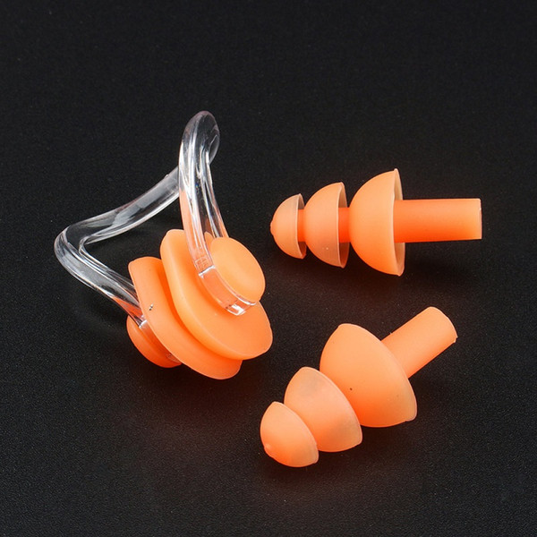 Wholesale Soft Silicone Swim Waterproof Earplug Nose Clip Swim Earbuds Surf Swimming Earplugs With Box Free Shipping