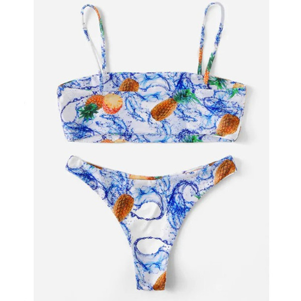 Swimsuit women's big breasted bikini two-piece suit small chest gathered thin triangle split beach swimwear
