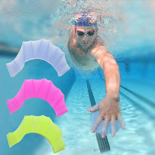 Silicone Palm Hand Swimming Fins Hand Webbed Gloves Swimming Flippers Triathlon Training Fins Fast Finger Gloves Web Paddle
