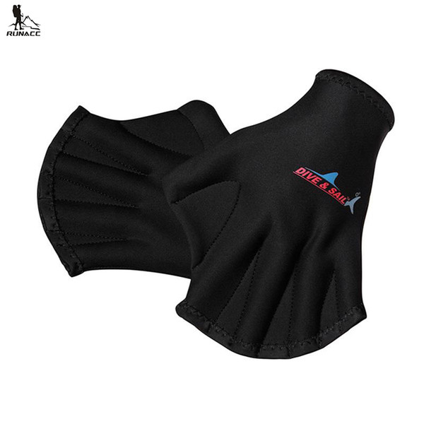 RUNACC Diving Gloves Sphere Webbed Swim Gloves Surfing Swimming Paddles Training Fingerless One Pair Black