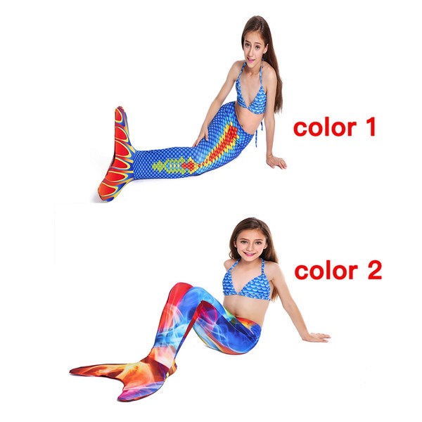 children mermaid tail with mono fin for kids swimming scale graphic printed rainbow male