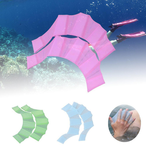1Pair Frog Type Swimming Soft Silicone Gloves Gear Paddle Fins Fingers Hand Palm Webbed Flippers Training Gloves Resistance