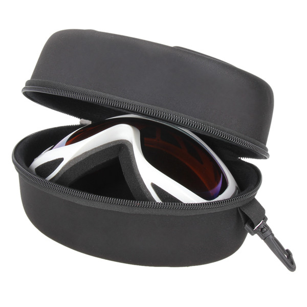 Portable Ski Goggle Glasses Protector Case(without Goggles) Glasses Box Sunglasses Zipper Storage Bag With Buckle Hook Black