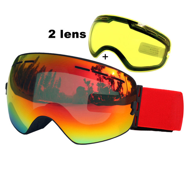 Double Lens Ski Goggles Anti-fog Uv400 Spherical Ski Glasses Skiing Snow Snowboard Goggles Ski Eyewear Brightening Lens