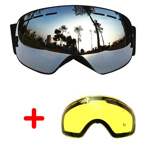 Ski Goggles Double Lens Anti-fog Large Glasses Skiing Unisex Snowboard Goggles Spherical Mask Ski Goggles Ua400+lens