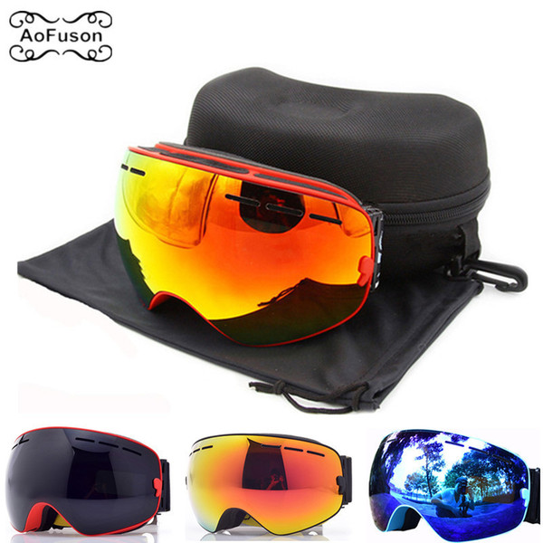 Brand Ski Goggles . Snowboard Eyewear Double Layers Anti-fog Lens Large Spherical Mask Snow Snowmobile Glasses&original Case
