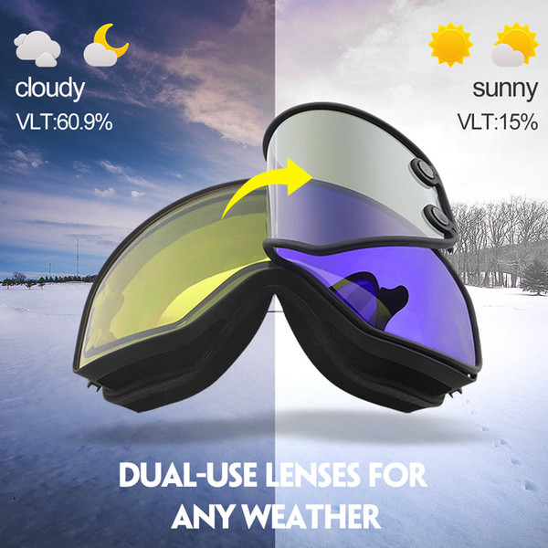 Ski Goggles 2 In 1 With Magnetic Dual-use Lens For Night Skiing Anti-fog Uv400 Snowboard Goggles Men Women Ski Glasses