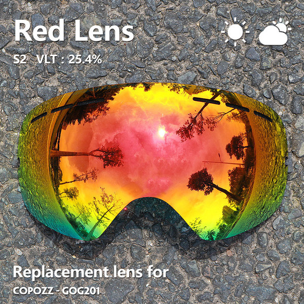 Gog-201 Lens Ski Goggles Lens Anti-fog Uv400 Big Spherical Ski Glasses Snow Goggles Eyewear Lenses Replacement(lens Only)
