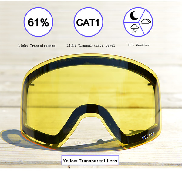 Anti-fog Uv400 Skiing Goggles Lens Glasses Weak Light Tint Weather Cloudy Brightening Lens For Hxj 20011 (only Lens) Acc30019