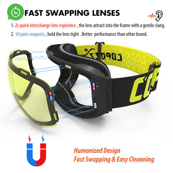 Magnetic Ski Goggles With 2s Quick-change Lens And Case Set Uv400 Protection Anti-fog Snowboard Ski Glasses For Men Women
