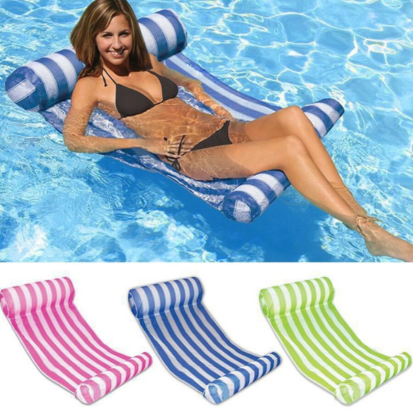 Foldable Floating Water Hammock Float Lounger Floating Toys Inflatable Floating Bed Chair Swimming Pool Inflatable Hammock Bed