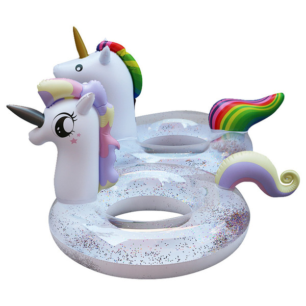 Ladies Mermaid Sequins Inflatable Floats Popular Unicorn Thickening Princess Horse Swimming Ring Summer Transparent Anti Wear Fold 33xl4I1