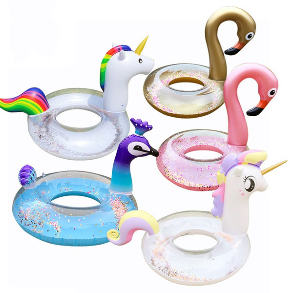 Mermaid Sequins Inflatable Floats PVC thickening Adult Swimming ring Flamingo Unicorn Peacock Multi style Anti wear hot sale 30kl9I1