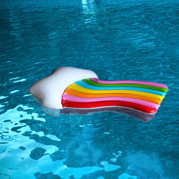 Single Person Popular Inflatable Floats Rainbow Clouds Adult PVC Floating Bed Summer Beach Fold Portable Thickening New Arrival 40dyI1